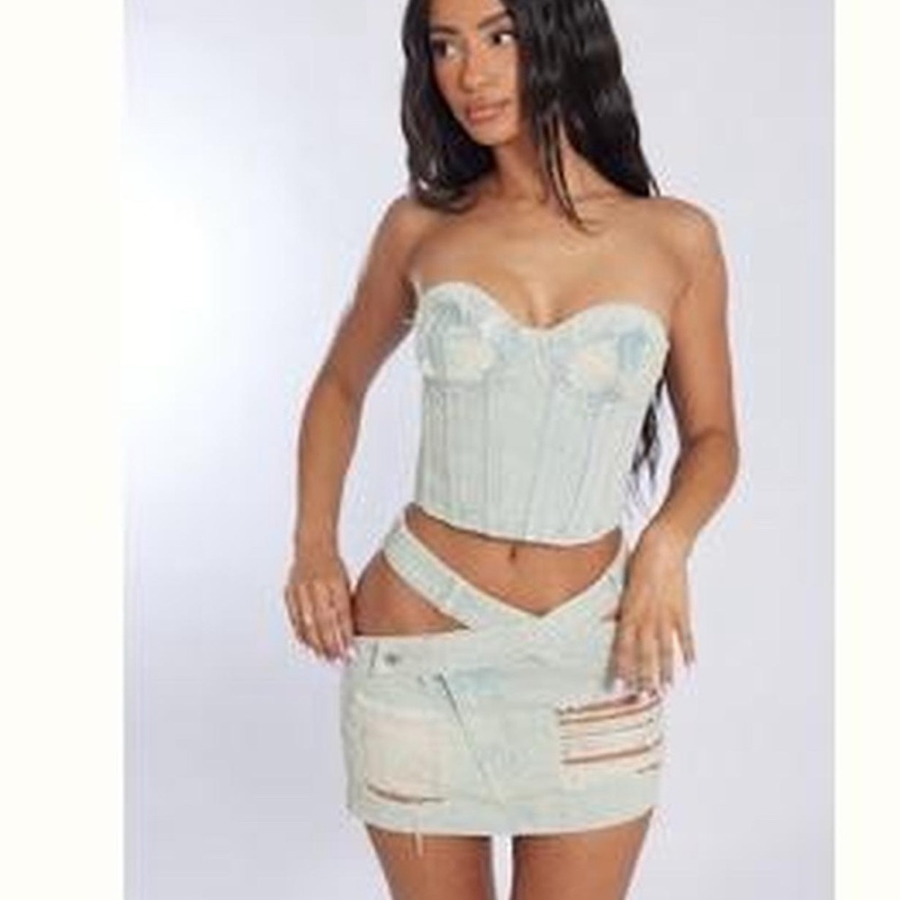 plt denim corset top